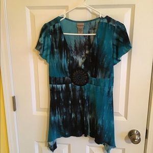 Black/blue jewel accented top